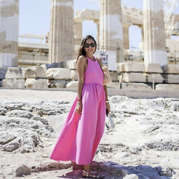 NWT Zara Pink Poplin Halter Neck Dress, Size M - Picture 4 of 13